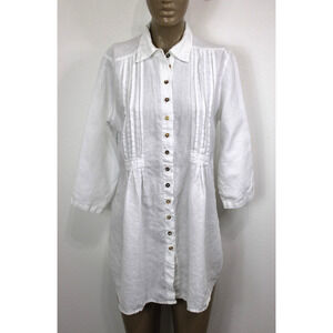 Click By Color Me Cotton Tunic Women's M White 100% Linen Made in USA Resort